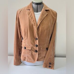 Jessica Vintage 90's Light Academia Corduroy Tan Button Up Jacket Size 8 Cotton